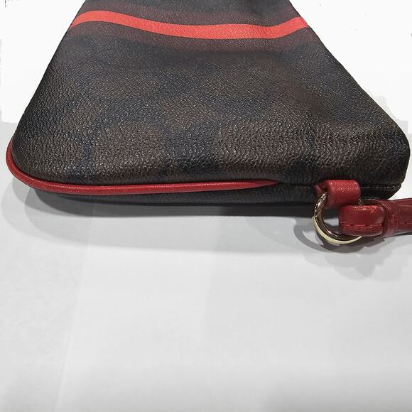 ❌️Sold❌️Coach Signature Brown & True Red Varsity Stripe F66463 Wallet / Wristlet - Picture 5 of 10